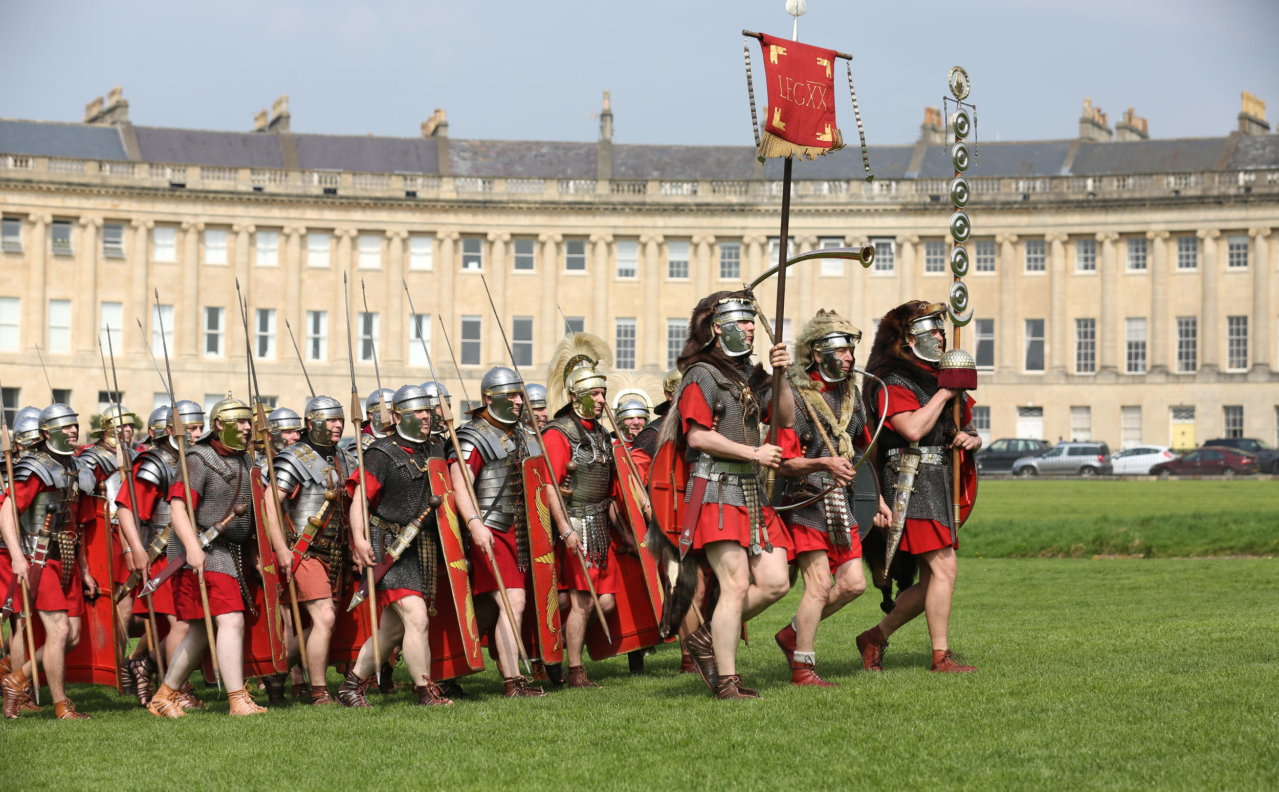 World Heritage Day at the Royal Crescent, Roman Soldiers in formation